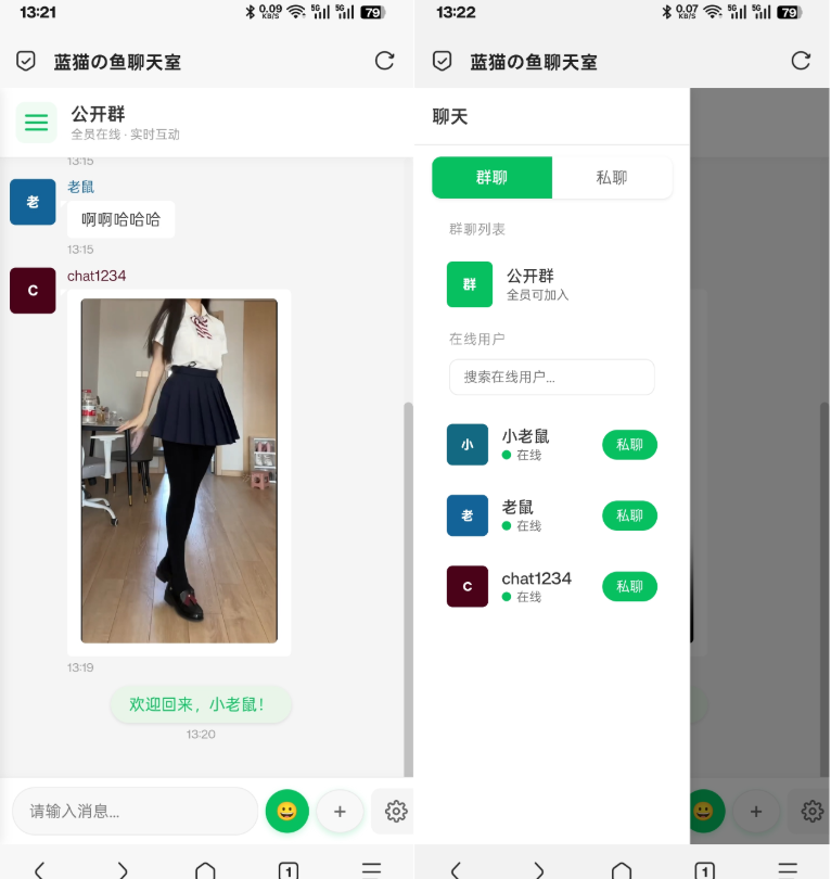 PHP实时消息聊天室源码 聊天APP源码 H5网页聊天室 PHP+WebSocket-夜猫资源俱乐部