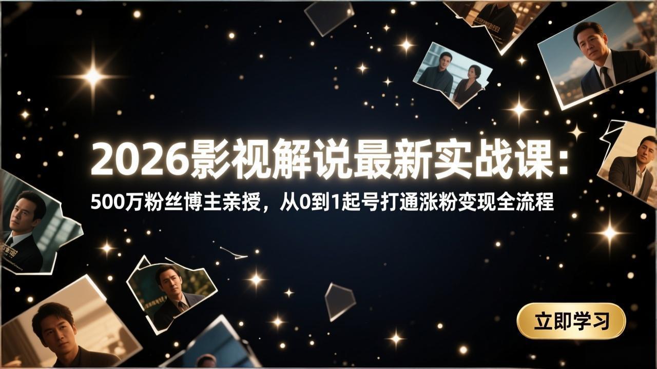 2026影视解说最新实战课：500万粉丝博主亲授，从0到1起号打通涨粉变现全流程-夜猫资源俱乐部