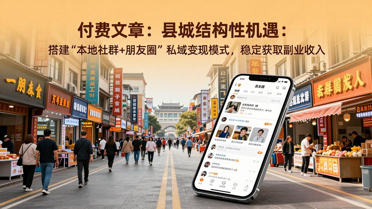 付费文章：县城结构性机遇：搭建“本地社群+朋友圈”私域变现模式，稳定获取副业收入-夜猫资源俱乐部