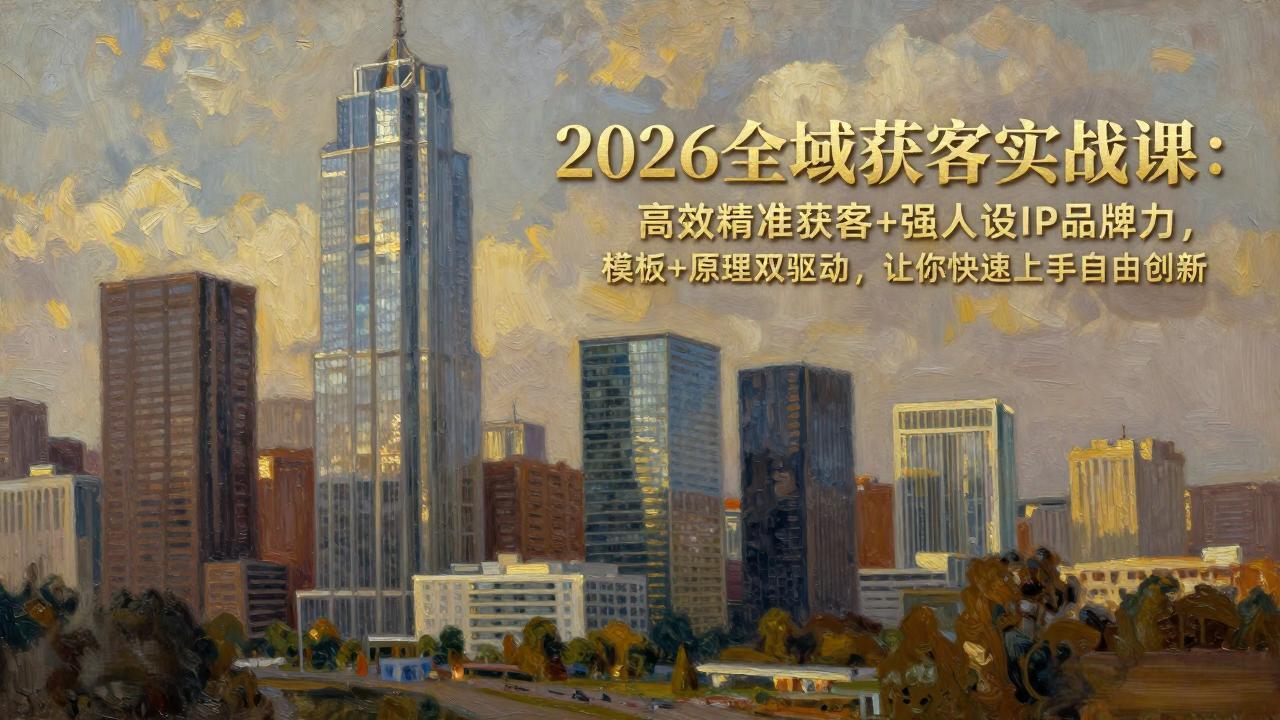 2026全域获客实战课：高效精准获客+强人设IP品牌力，模板+原理双驱动，让你快速上手自由创新-夜猫资源俱乐部