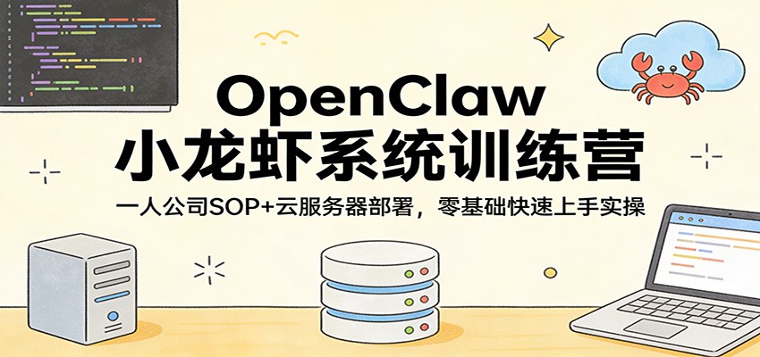 OpenClaw小龙虾系统训练营：一人公司SOP，云服务器部署，零基础快速上手实操-夜猫资源俱乐部