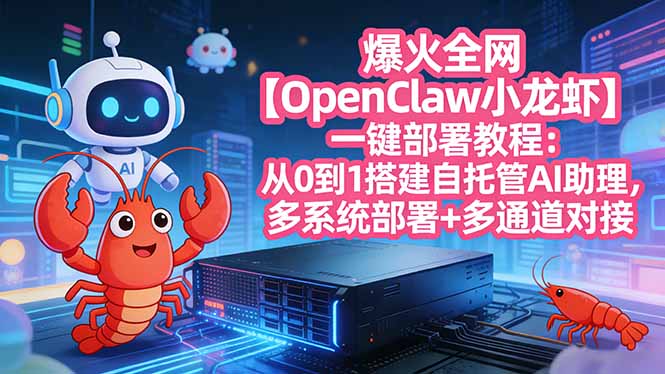 爆火全网【OpenClaw 小龙虾】一键部署教程：从0到1搭建自托管AI助理，多系统部署+多通道对接-夜猫资源俱乐部