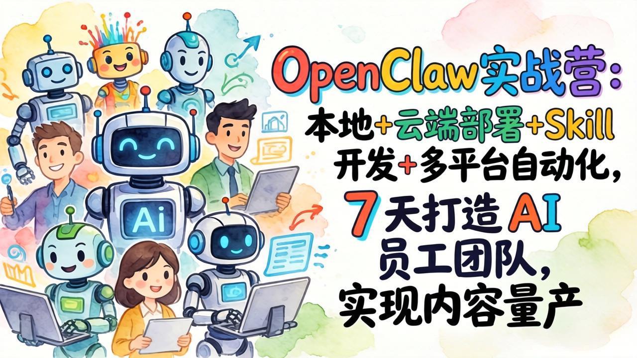 OpenClaw实战营：本地+云端部署+Skill开发+多平台自动化，7 天打造 AI 员工团队，实现内容量产-夜猫资源俱乐部