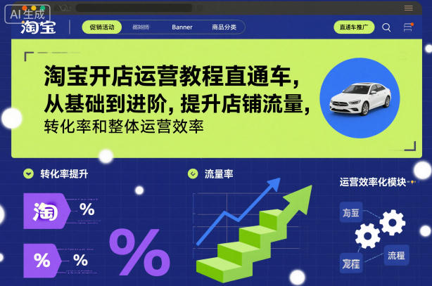 淘宝开店运营教程直通车，从基础到进阶，提升店铺流量，转化率和整体运营效率(更新26年3月)-夜猫资源俱乐部