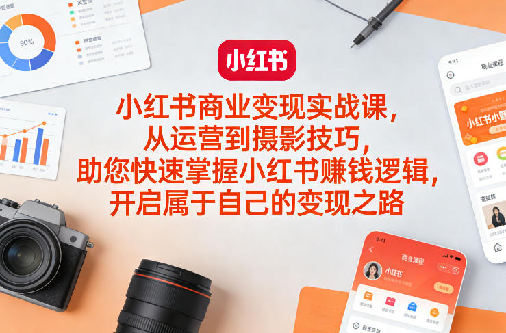 小红书商业变现实战课,从运营到摄影技巧,助您快速掌握小红书賺钱逻辑,开启属于自己的变现之路-夜猫资源俱乐部