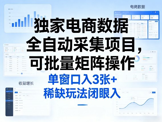 独家电商数据全自动采集项目，可批量矩阵操作，单窗口日入3张+，稀缺玩法闭眼入【揭秘】-夜猫资源俱乐部