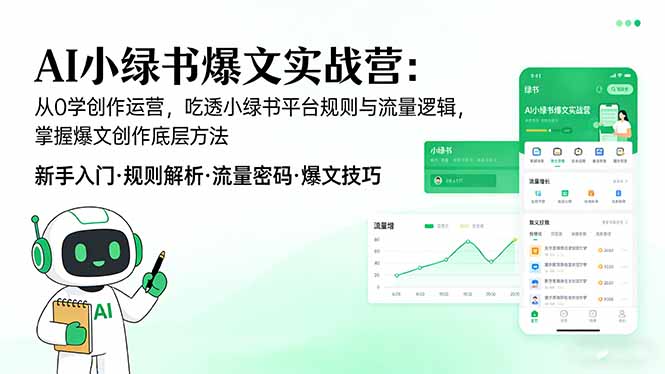 AI 小绿书爆文实战营：从0学创作运营，吃透小绿书平台规则与流量逻辑，掌握爆文创作底层方法-夜猫资源俱乐部