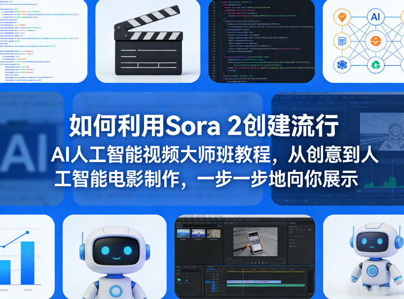 如何利用Sora 2创建流行AI人工智能视频大师班教程，从创意到人工智能电影制作，一步一步地向你展示-夜猫资源俱乐部
