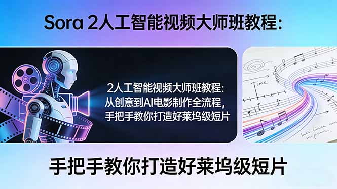 Sora 2人工智能视频大师班教程：从创意到AI电影制作全流程，手把手教你打造好莱坞级短片-夜猫资源俱乐部