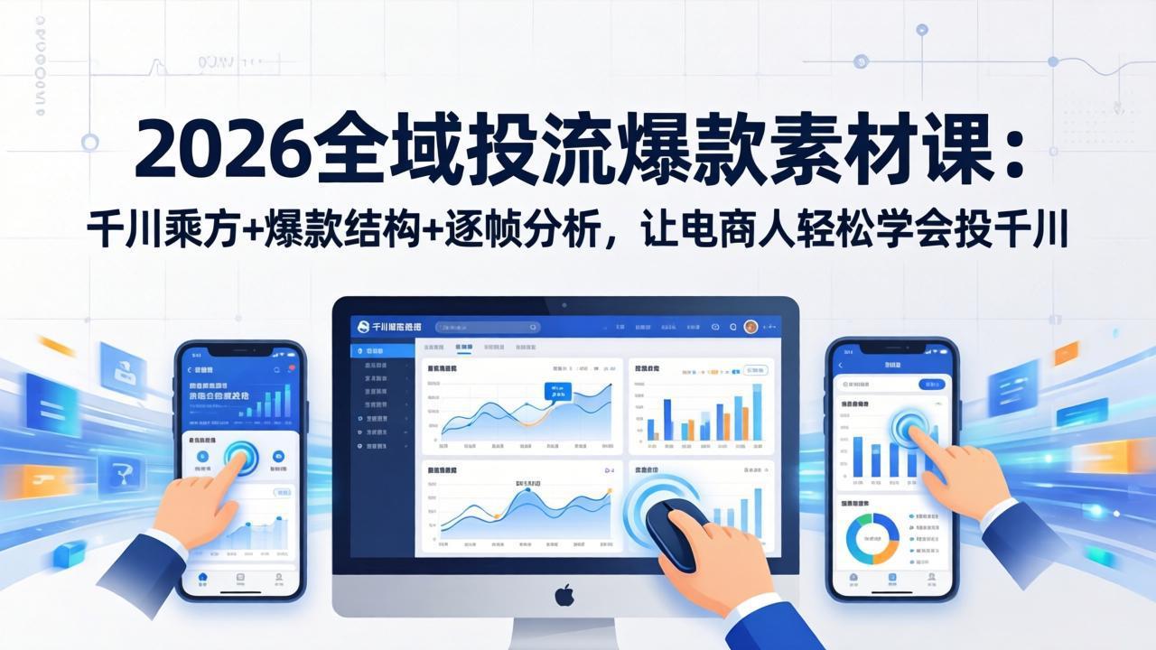 2026全域投流爆款素材课：千川乘方+爆款结构+逐帧分析，让电商人轻松学会投千川-夜猫资源俱乐部