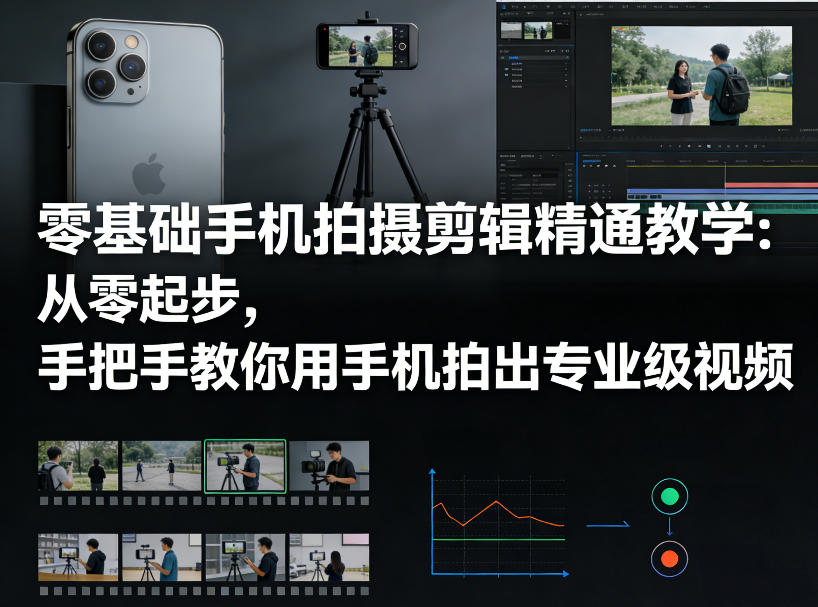 零基础手机拍摄剪辑精通教学:从零起步,手把手教你用手机拍出专业级视频-夜猫资源俱乐部