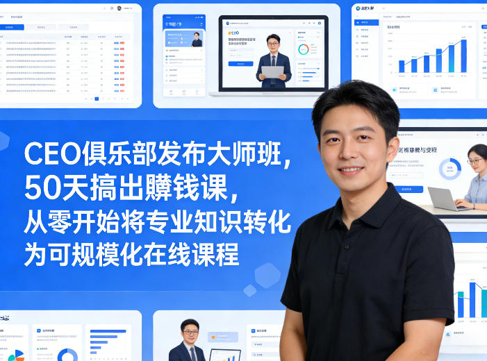 CEO俱乐部发布大师班，50天搞出賺钱课，从零开始将专业知识转化为可规模化在线课程-夜猫资源俱乐部