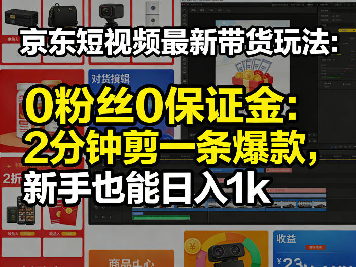 京东短视频最新带货玩法,0粉丝0保证金,2分钟剪一条爆款,新手也能日入1k+【揭秘】-夜猫资源俱乐部