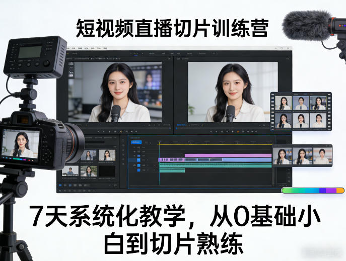 短视频直播切片训练营，7天系统化教学，从0基础小白到切片熟练-夜猫资源俱乐部