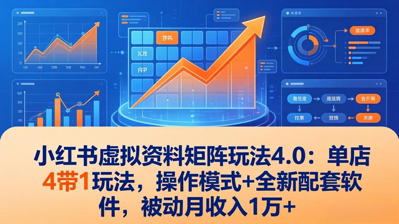 小红书虚拟资料矩阵玩法4.0：单店4带1玩法，操作模式+全新配套软件，被动月收入1万+-夜猫资源俱乐部