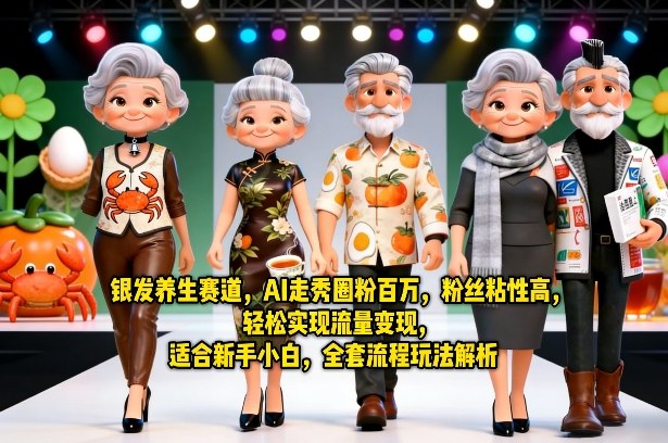 银发养生赛道，AI走秀圈粉百万，粉丝粘性高，轻松实现流量变现，适合新手小白，全套流程玩法解析-夜猫资源俱乐部