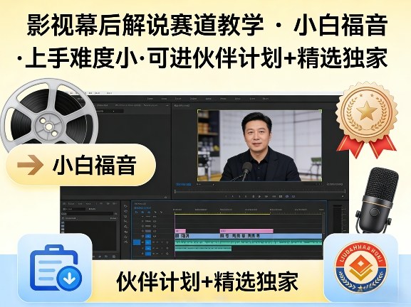 某大佬的影视幕后解说赛道教学，小白福音，上手难度小，可进伙伴计划+精选独家-夜猫资源俱乐部