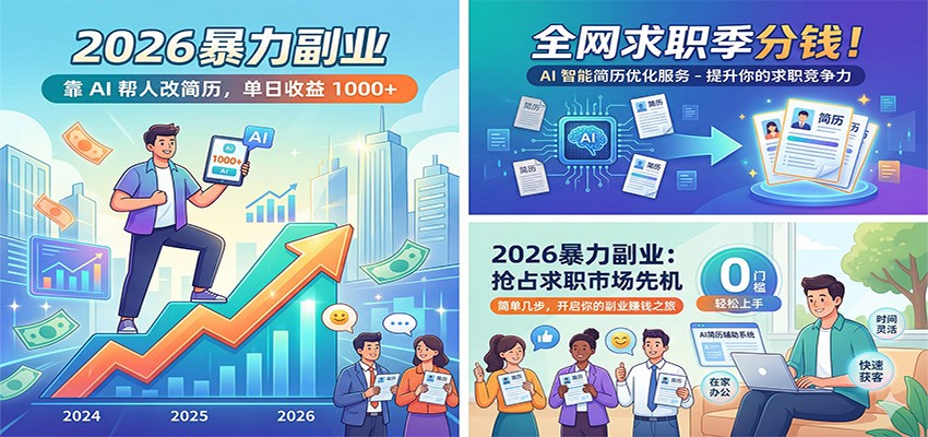 2026暴力副业:靠AI帮人改简历,单日收益1000+,全网求职季分钱-夜猫资源俱乐部