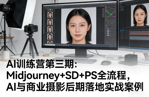AI训练营第三期:Midjourney+SD+PS全流程,AI与商业摄影后期落地实战案例-夜猫资源俱乐部