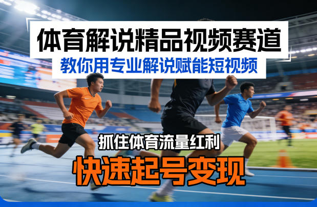 体育解说精品视频赛道，教你用专业解说赋能短视频，抓住体育流量红利，快速起号变现-夜猫资源俱乐部