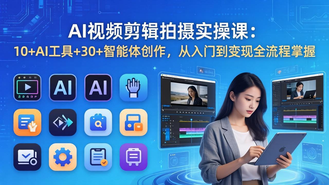 AI 视频剪辑拍摄实操课：10+AI工具+30+智能体创作，从入门到变现全流程掌握-夜猫资源俱乐部