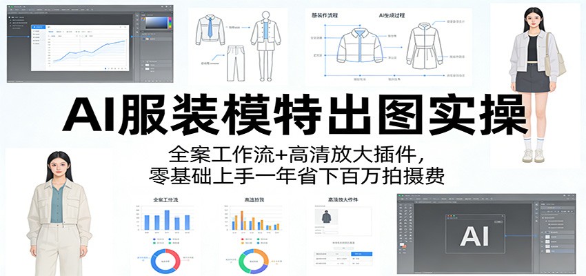 AI服装模特出图实操：全案工作流+ 高清放大插件，零基础上手一年省下百万拍摄费-夜猫资源俱乐部