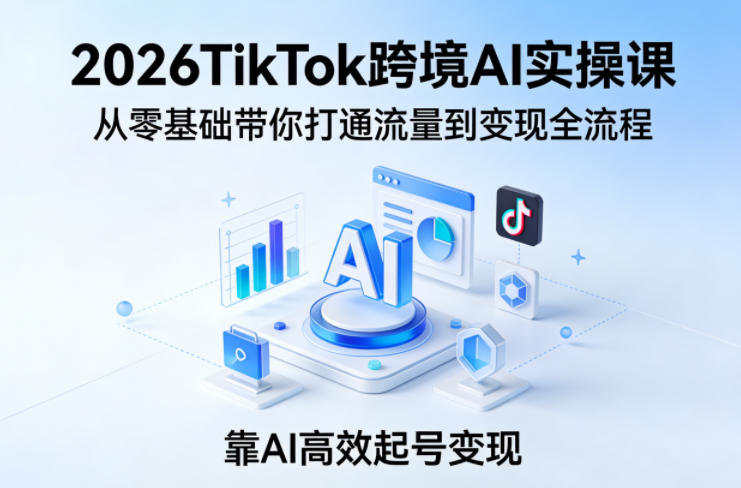 2026TikTok跨境AI实操课，从零基础带你打通流量到变现全流程，靠AI高效起号变现-夜猫资源俱乐部