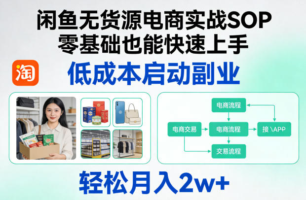 闲鱼无货源电商实战SOP，零基础也能快速上手，低成本启动副业，轻松月入2w+-夜猫资源俱乐部