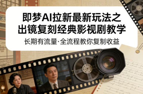 即梦AI拉新最新玩法之出镜复刻经典影视剧教学，长期有流量，全流程教你复制收益-夜猫资源俱乐部