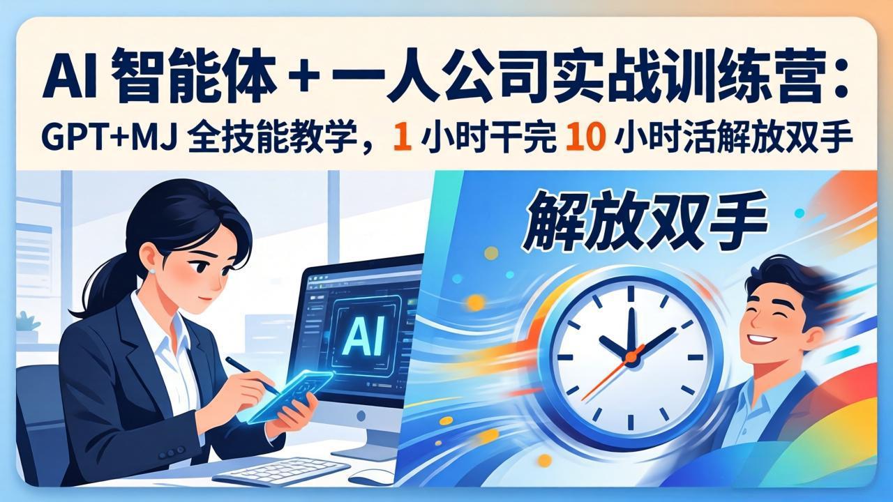 AI 智能体 + 一人公司实战训练营：GPT+MJ 全技能教学，1 小时干完 10 小时活解放双手-夜猫资源俱乐部