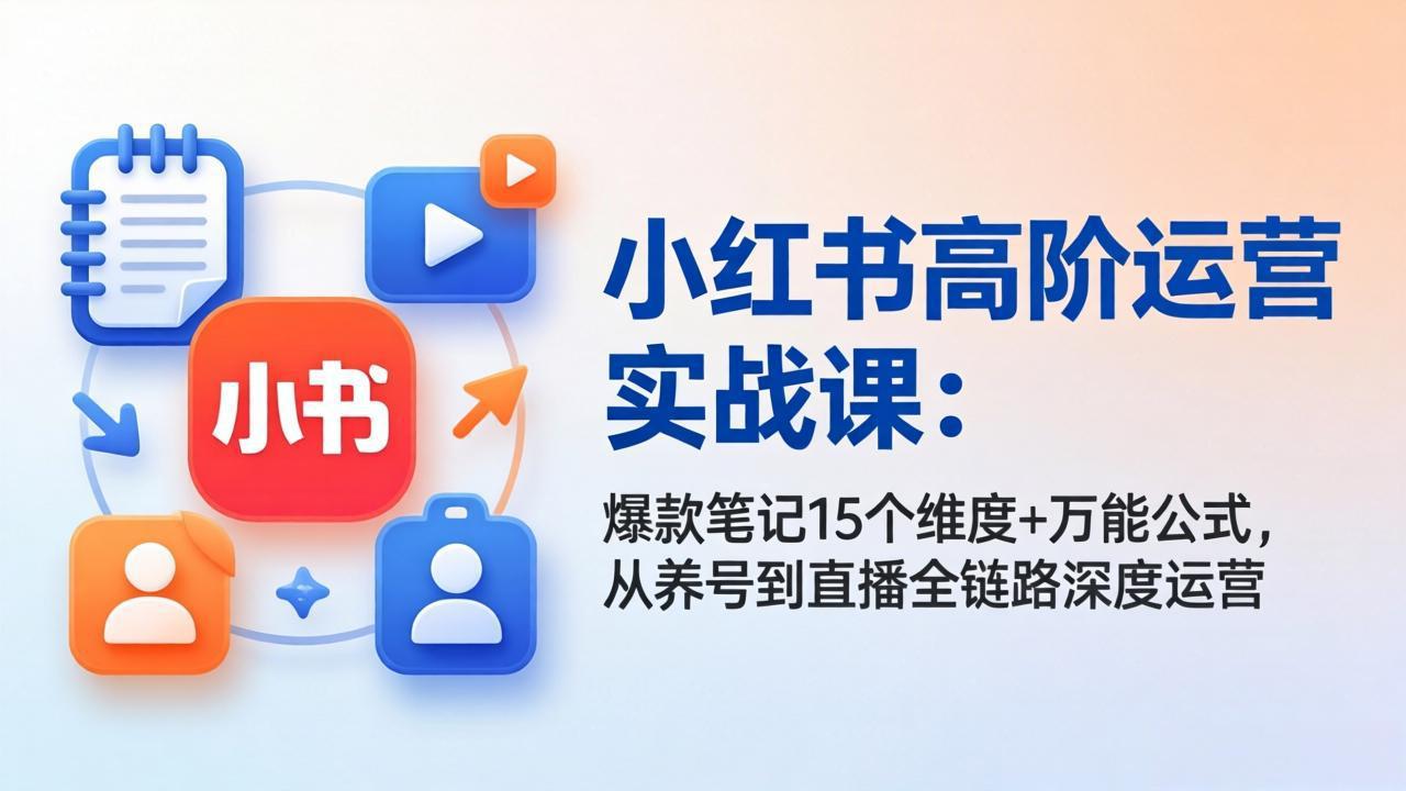 小红书高阶运营实战课：爆款笔记15个维度+万能公式，从养号到直播全链路深度运营-夜猫资源俱乐部