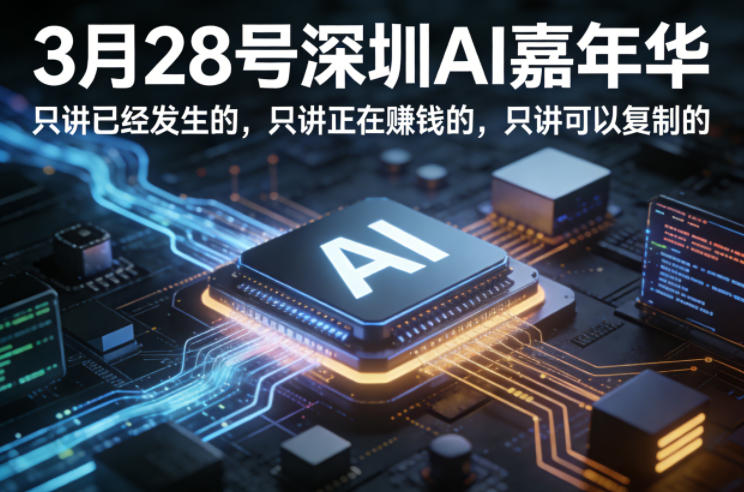 3月28号深圳AI嘉年华，只讲已经发生的，只讲正在賺钱的，只讲可以复制的-夜猫资源俱乐部