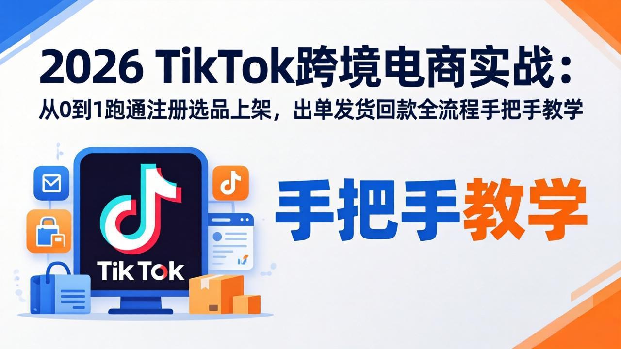 2026TikTok跨境电商实战：从0到1跑通注册选品上架，出单发货回款全流程手把手教学-夜猫资源俱乐部
