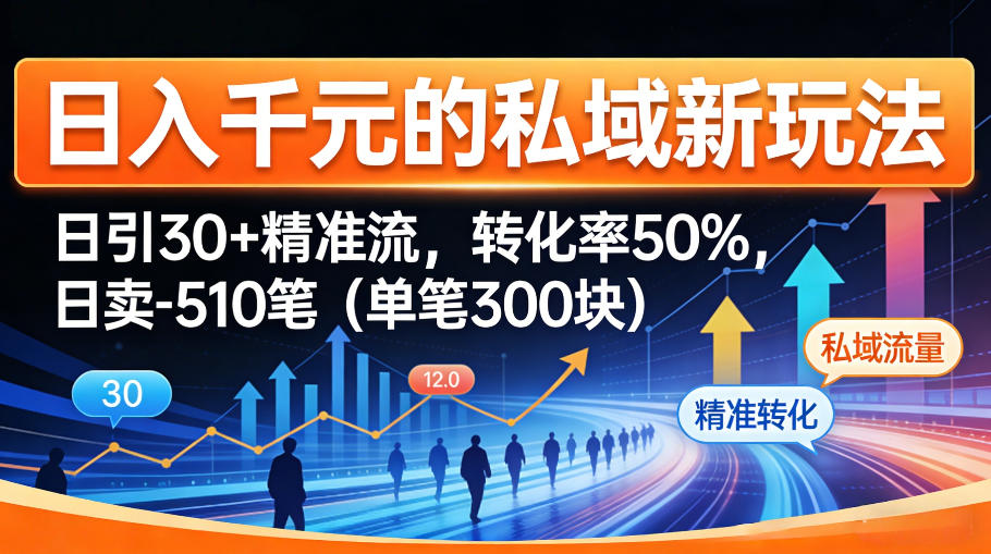 日入千米的私域新玩法：日引30＋精准流，转化率50%，日卖5-10笔(单笔300米)-夜猫资源俱乐部