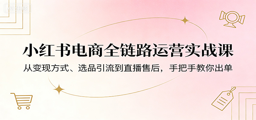 小红书电商全链路运营实战课:从变现方式、选品引流到直播售后,手把手教你出单-夜猫资源俱乐部