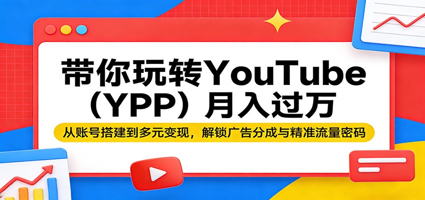 带你玩转YouTube(YPP)月入过万：从账号搭建到多元变现，解锁广告分成与精准流量密码-夜猫资源俱乐部