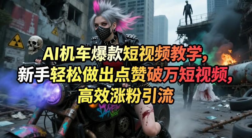AI机车爆款短视频教学，新手轻松做出点赞破万短视频，高效涨粉引流-夜猫资源俱乐部