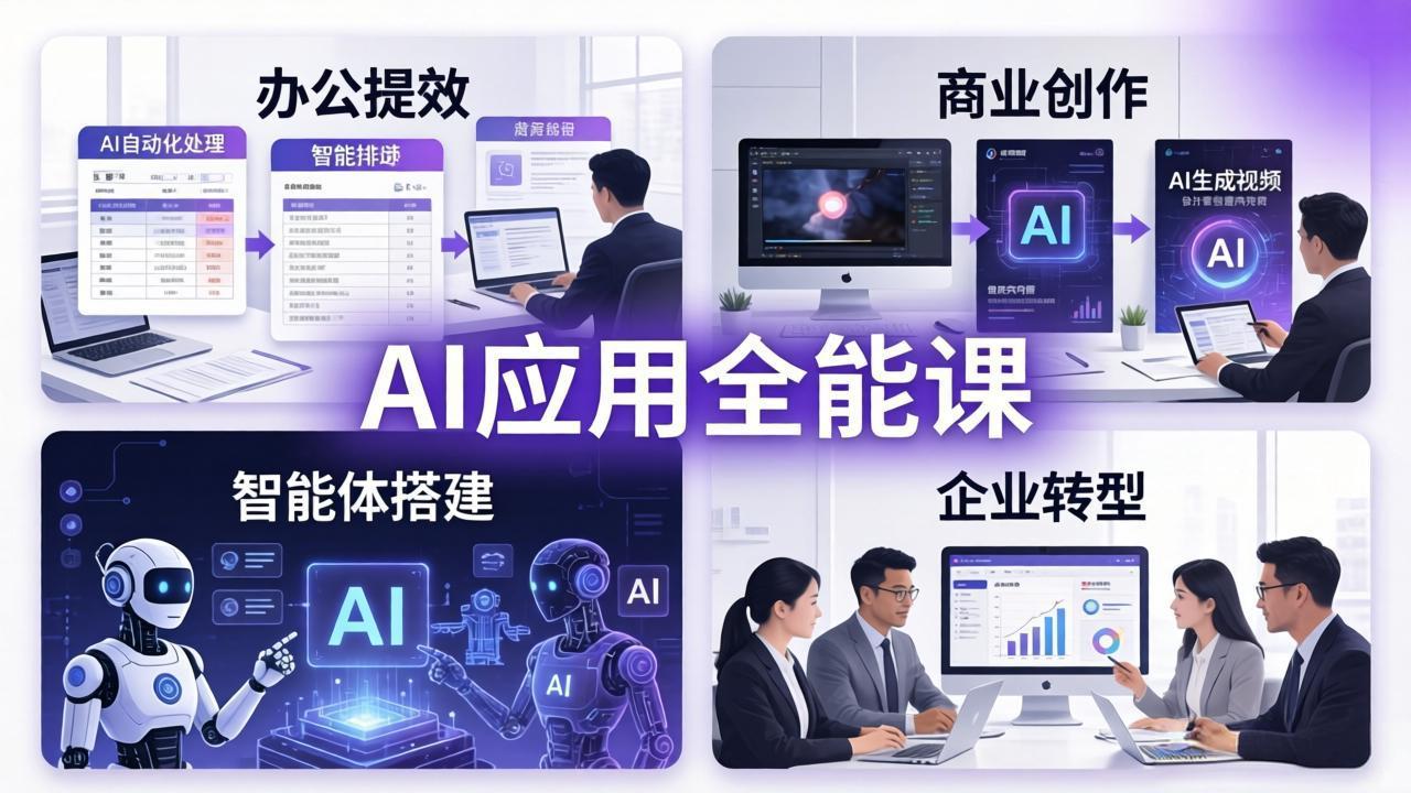 AIGC 应用全能课：办公提效、商业创作、智能体搭建、企业转型，一站式学会AI应用-夜猫资源俱乐部