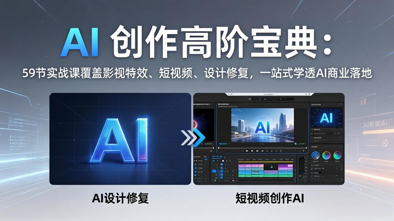 AI 创作高阶宝典：59节实战课覆盖影视特效、短视频、设计修复，一站式学透AI商业落地-夜猫资源俱乐部