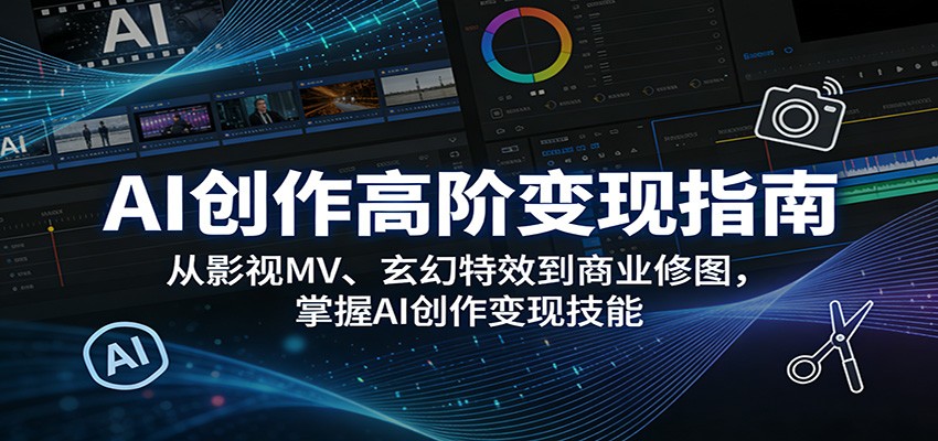 AI创作高阶变现指南：从影视MV、玄幻特效到商业修图，掌握AI创作变现技能-夜猫资源俱乐部