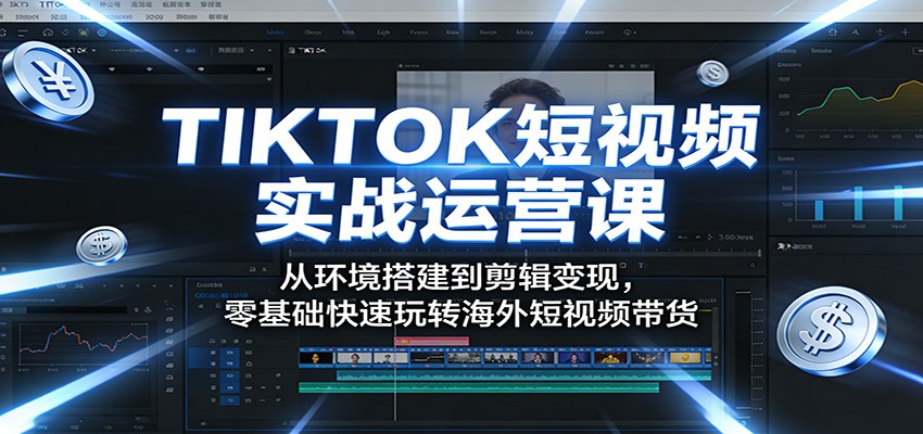 TIKTOK短视频实战运营课：从环境搭建到剪辑变现，零基础快速玩转海外短视频带货-夜猫资源俱乐部