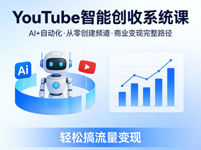YouTube智能创收系统课，AI+自动化，从零创建YouTube频道并实现商业变现的完整路径，轻松搞流量变现-夜猫资源俱乐部