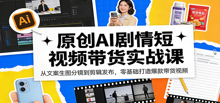 原创AI剧情短视频带货实战课：从文案生图分镜到剪辑发布，零基础打造爆款带货视频-夜猫资源俱乐部