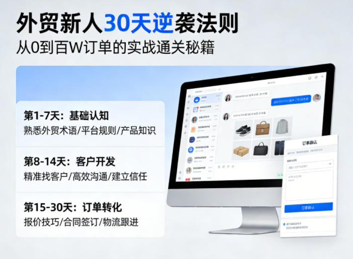 外贸新人30天逆袭法则，教你从0到百W订单的实战通关秘籍-夜猫资源俱乐部