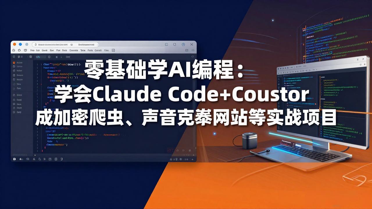 零基础学AI编程:学会Claude Code+Cursor完成加密爬虫、声音克隆网站等实战项目-夜猫资源俱乐部
