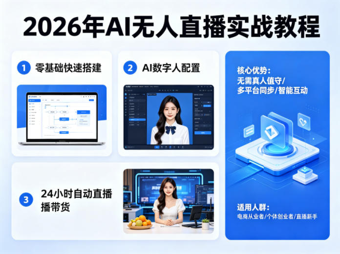 2026年AI无人直播实战教程，零基础也能快速搭建AI数字人无人直播间，实现24小时自动直播带货-夜猫资源俱乐部