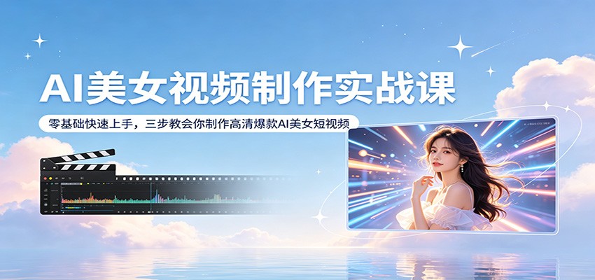 AI美女视频制作实战课：零基础快速上手，三步教会你制作高清爆款AI美女短视频-夜猫资源俱乐部