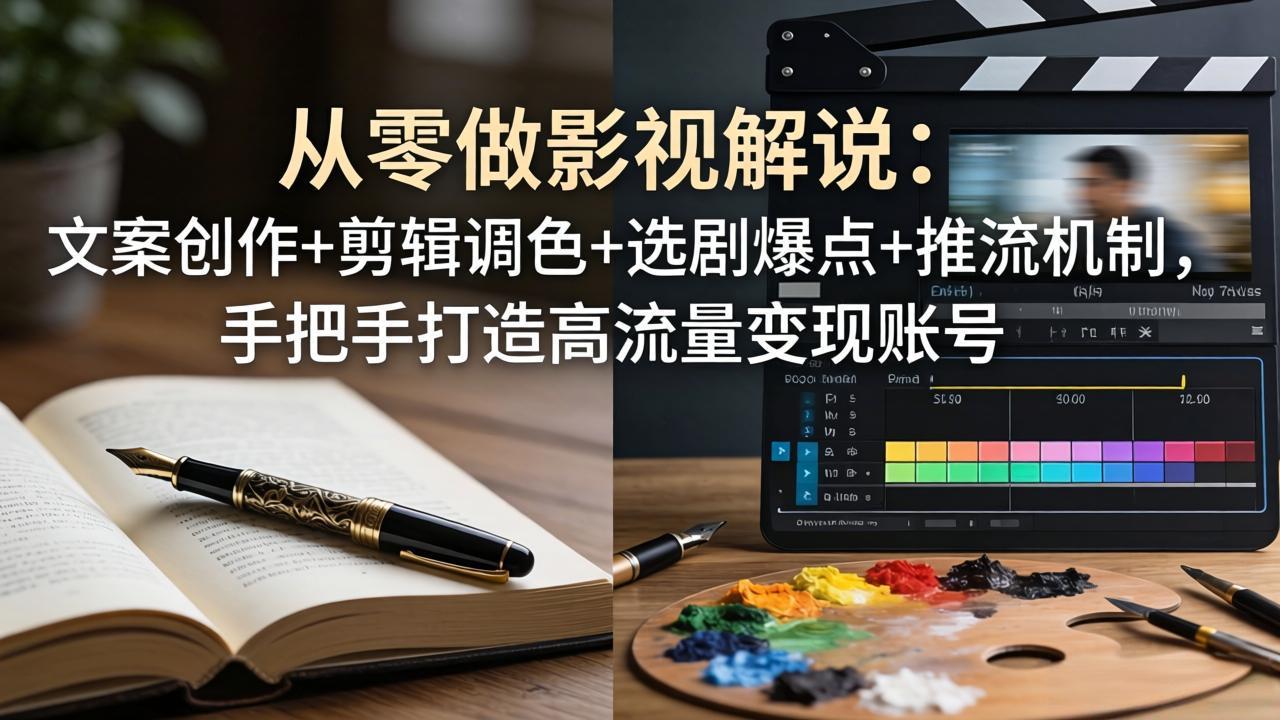 从零做影视解说:文案创作+剪辑调色+选剧爆点+推流机制,手把手打造高流量变现账号-夜猫资源俱乐部