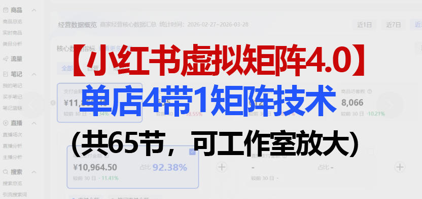 小红书虚拟矩阵4.0技术：单店4带1矩阵(共65节，可工作室放大)-夜猫资源俱乐部