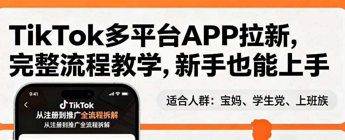 TikTok多平台APP拉新，完整流程教学，新手也能上手，轻松出海搞美金-夜猫资源俱乐部